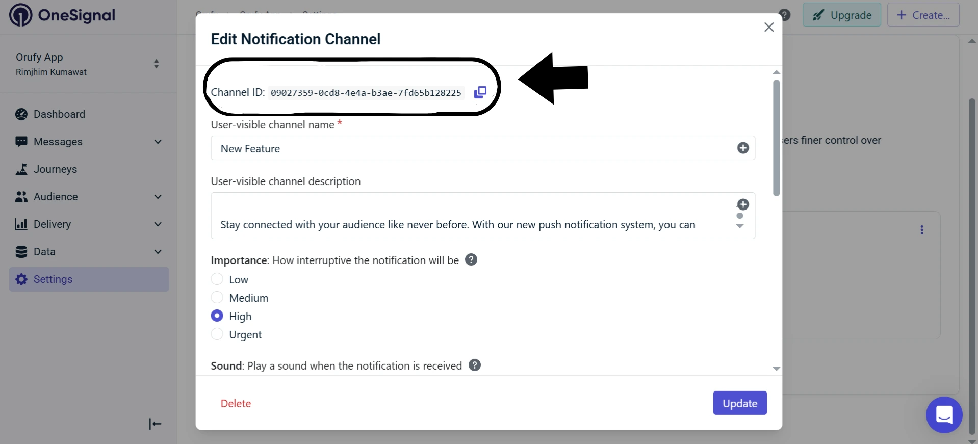 Copy Channel ID -- OneSignal Integration Android.webp