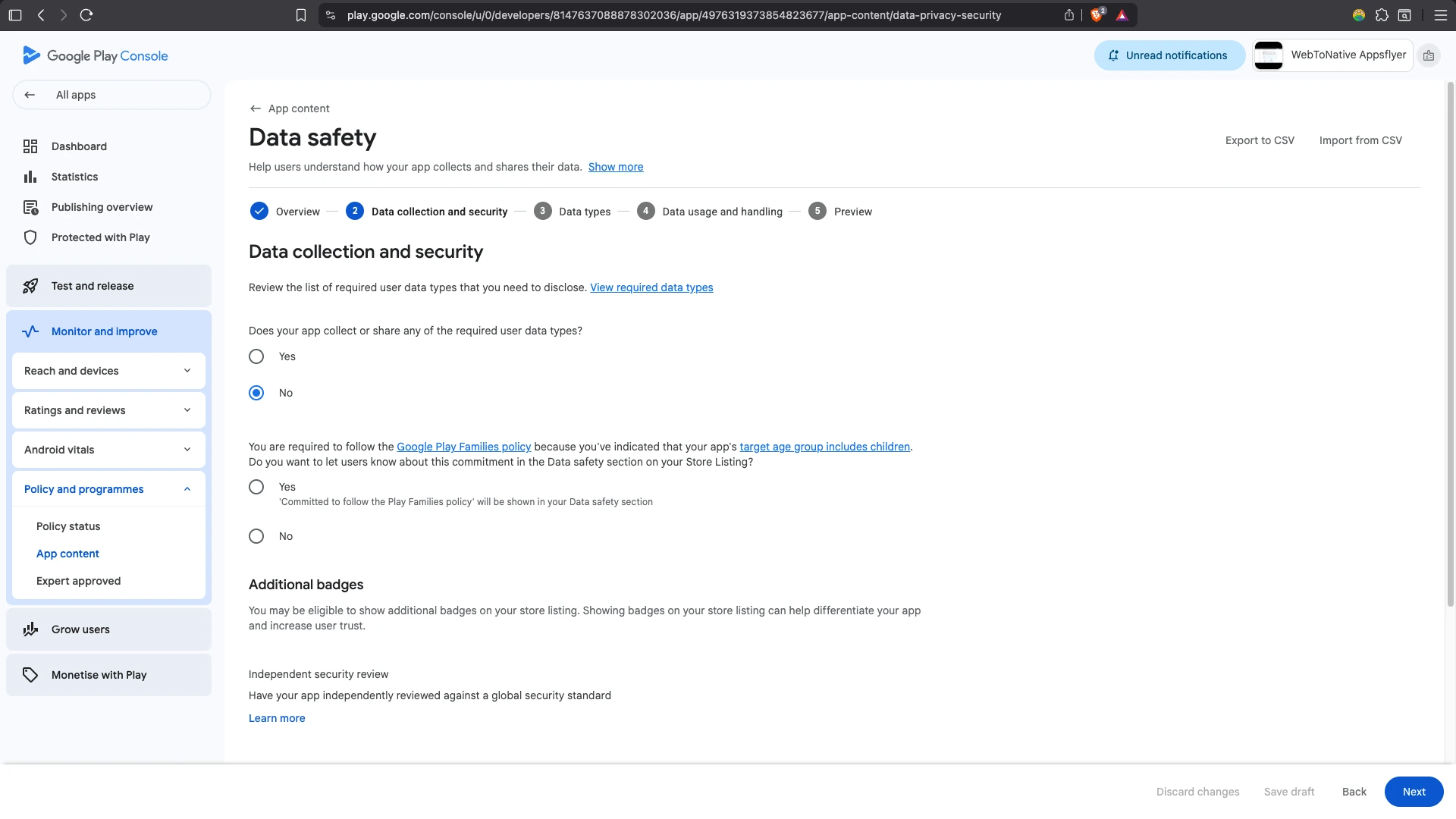 Step 6 Complete Data Usage and Handling --- Fix Invalid Data Safety Form.webp