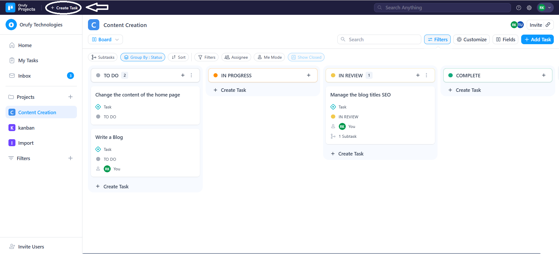create task from global header.png