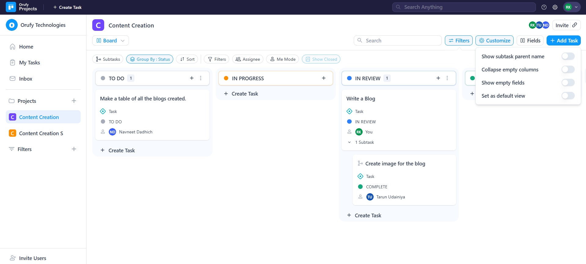 customise project view.png