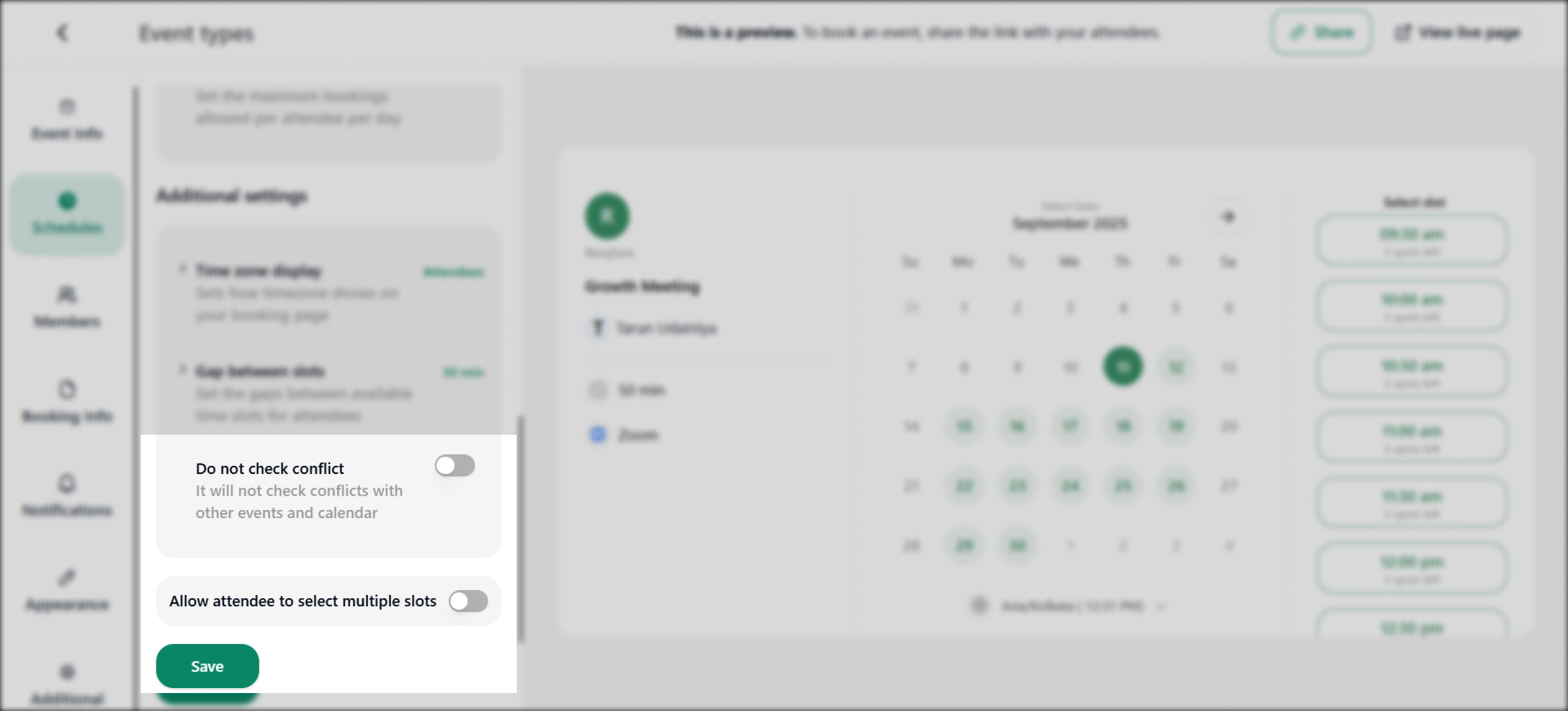 dont check conflict and multiple attendee wali settings.png