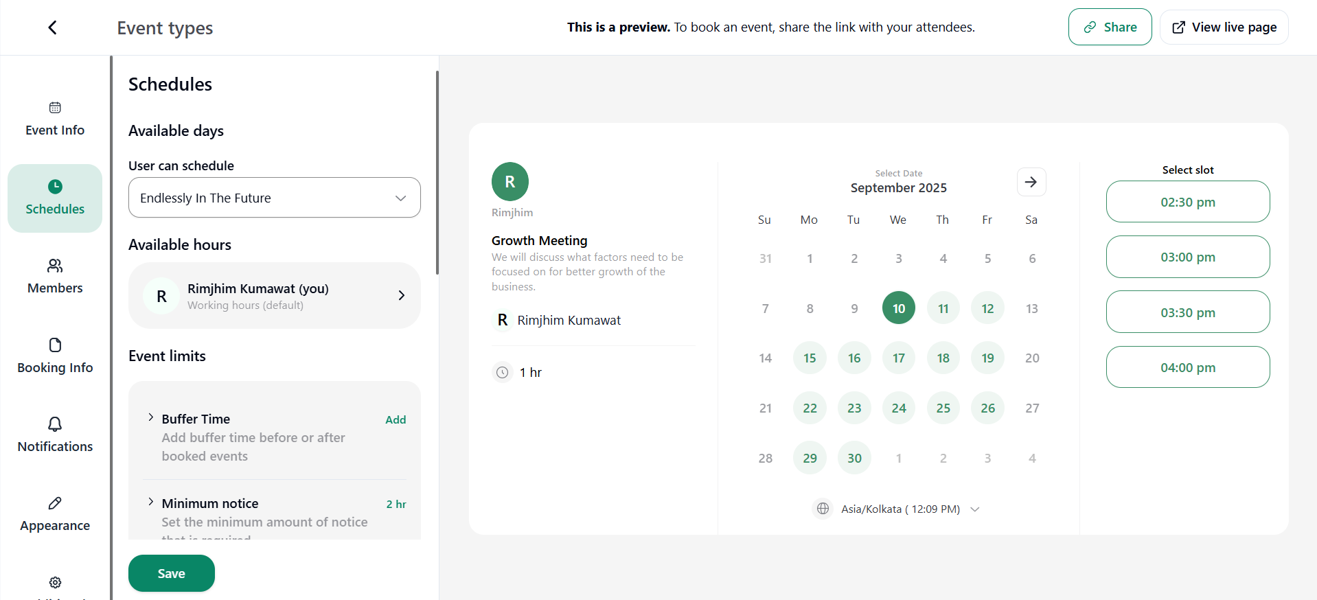 endlessly in the future in the schedules section bookings use this one.png