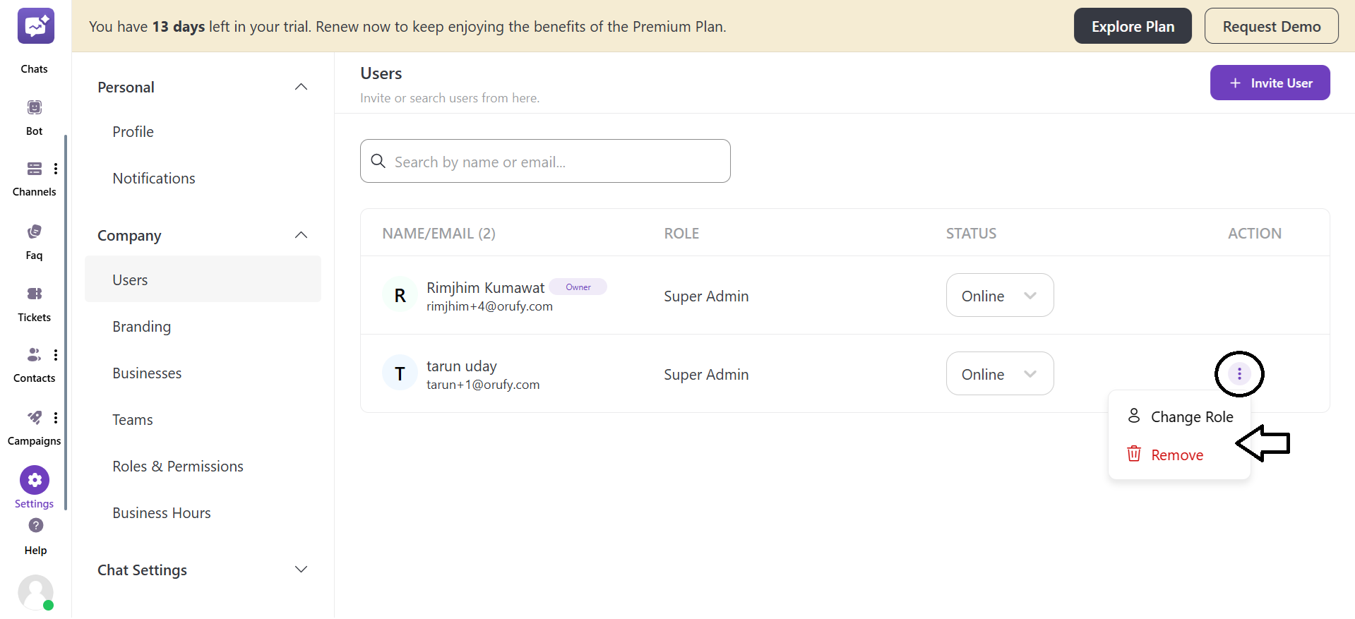 more options in users.png